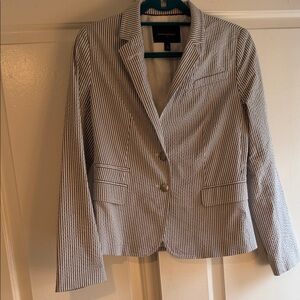 Banana Republic Seersucker Blue and White Striped Blazer